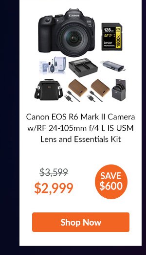 Canon EOS R6 Mark II Camera w/RF 24-105mm f/4 L IS USM Lens and Essentials Kit