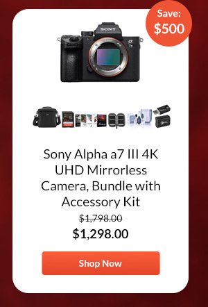 Sony Alpha a7 III 4K UHD Mirrorless Camera, Bundle with Accessory Kit