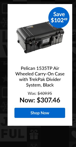 Pelican 1535TP Air Wheeled Carry-On Case with TrekPak Divider System, Black