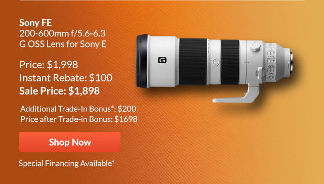 Sony FE 200-600mm f/5.6-6.3 G OSS Lens for Sony E