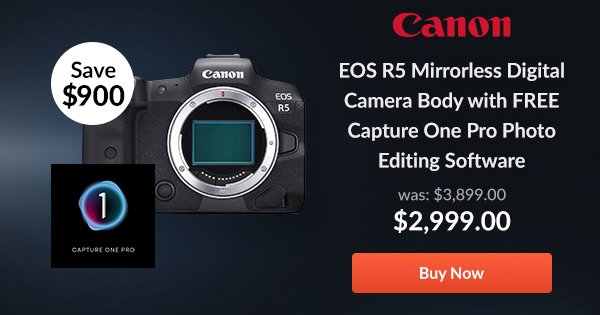 Canon EOS R5 Mirrorless Camera Body with Capture One Pro Photo Editing Software