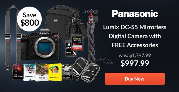 Panasonic Lumix DC-S5 Mirrorless Digital Camera With Free PC Accessory Kit