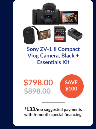 Sony ZV-1 II Compact Vlog Camera, Black + Essentials Kit