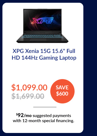 XPG Xenia 15G 15.6inches Full HD 144Hz Gaming Laptop, Intel Core i7-13700H 2.4GHz, 16GB RAM, 1TB SSD, NVIDIA GeForce RTX 4060 8GB, Windows 11 Home, Black