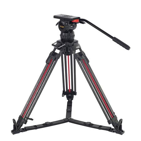 Teris TS120CF-Q 100mm Fluid Head with 3-Section Carbon Fiber Tripod and Ground Spreader, 33 lbs Capacity