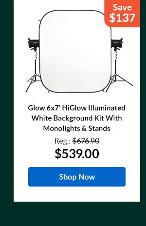 Glow 6x7' HiGlow Illuminated White Background Kit With Monolights & Stands