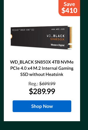 WD_BLACK SN850X 4TB NVMe PCIe 4.0 x4 M.2 Internal Gaming SSD without Heatsink