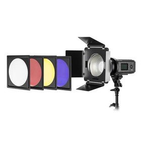 Flashpoint Universal Barn Door Kit with Grid and Gels