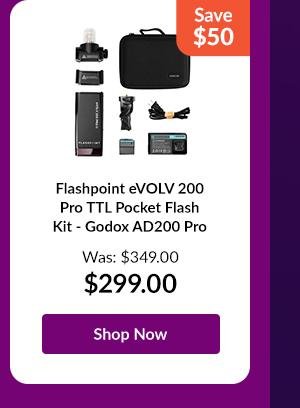 Flashpoint eVOLV 200 Pro TTL Pocket Flash Kit - Godox AD200 Pro