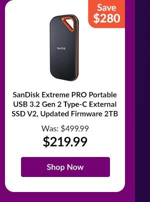 SanDisk Extreme PRO Portable USB 3.2 Gen 2 Type-C External SSD V2, Updated Firmware 2TB