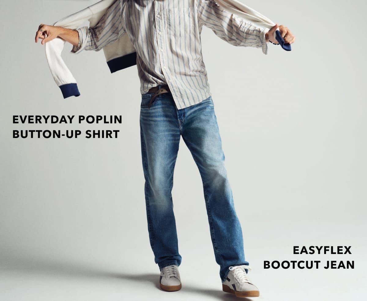 Everyday Poplin Button-Up Shirt | EasyFlex Bootcut Jean