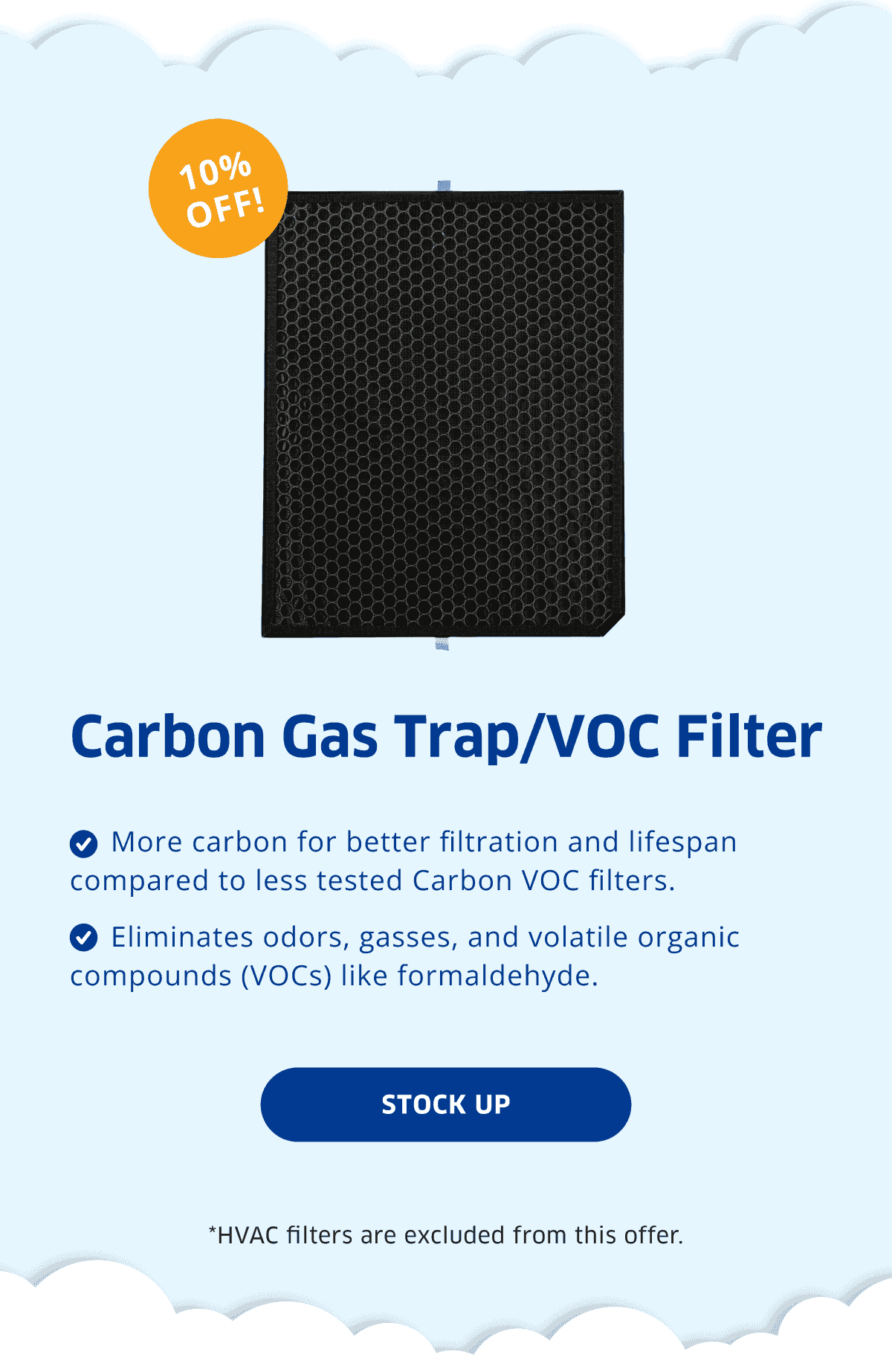 10% Off! | Carbon Gas Trap/VOC Filter | Stock Up