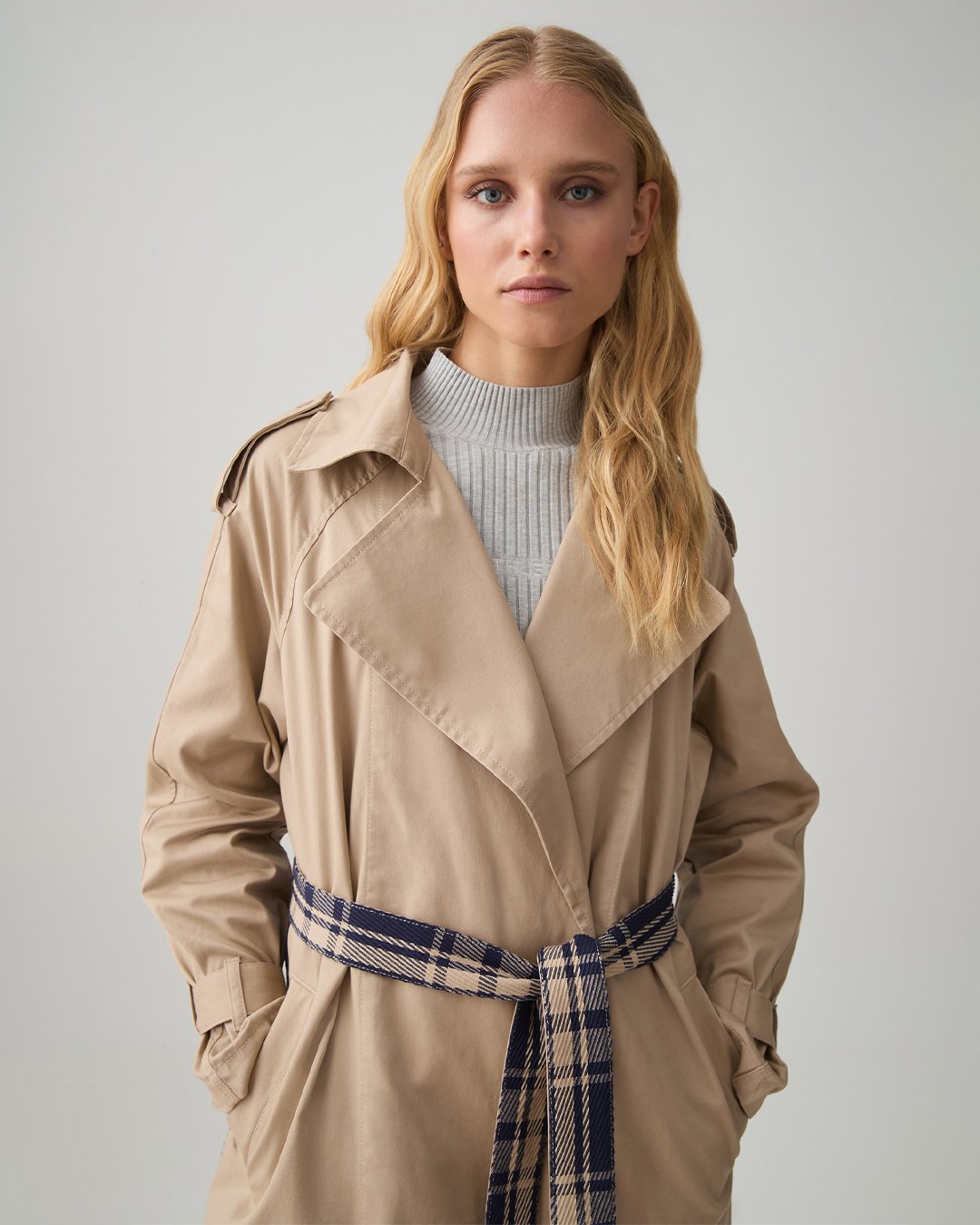 Contrast Belted Trench 703