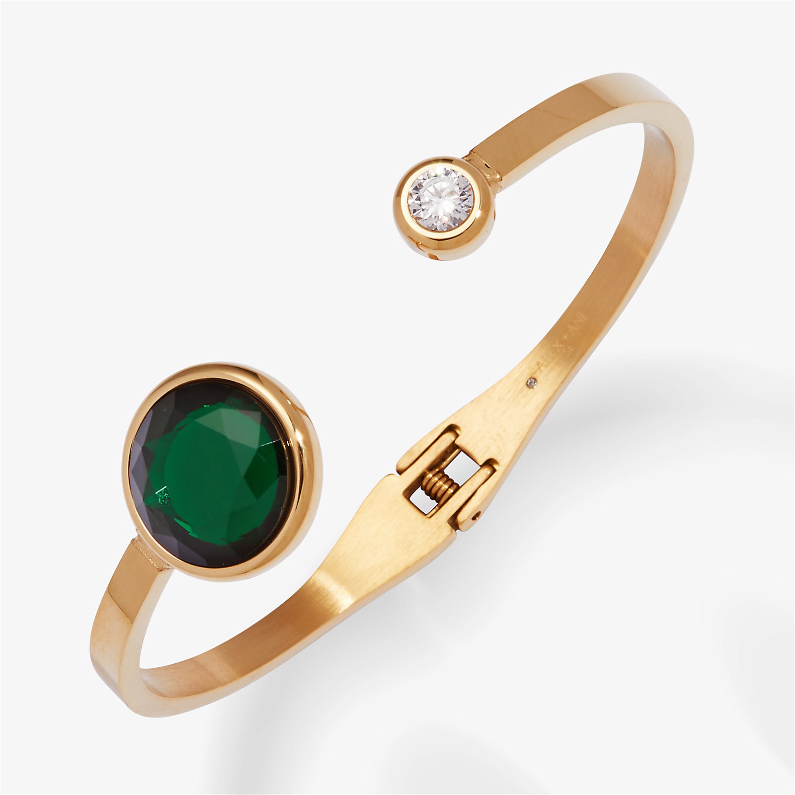 Emerald Crystal Hinge Cuff Bracelet