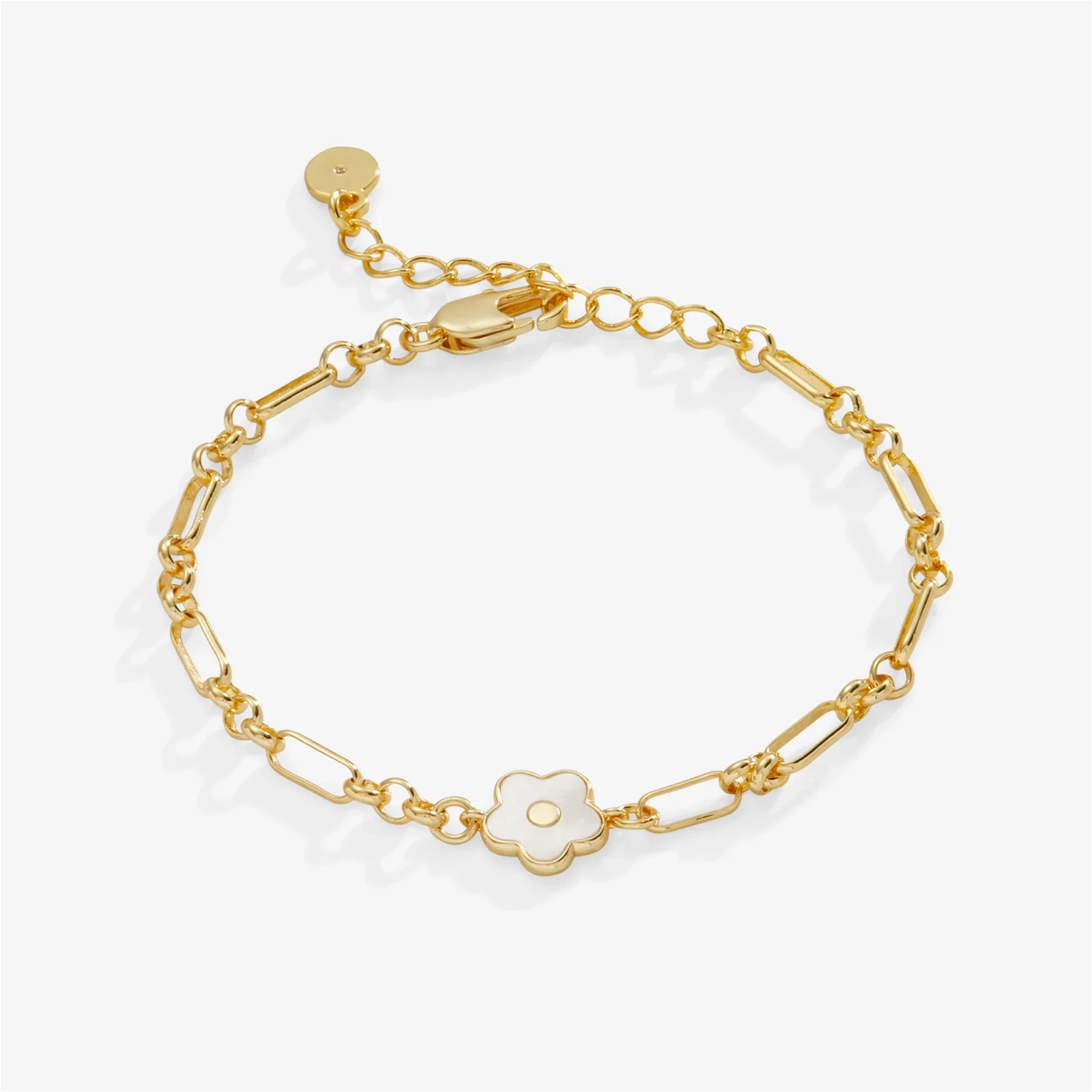 Mother Of Pearl Daisy Charm Chain Bracelet