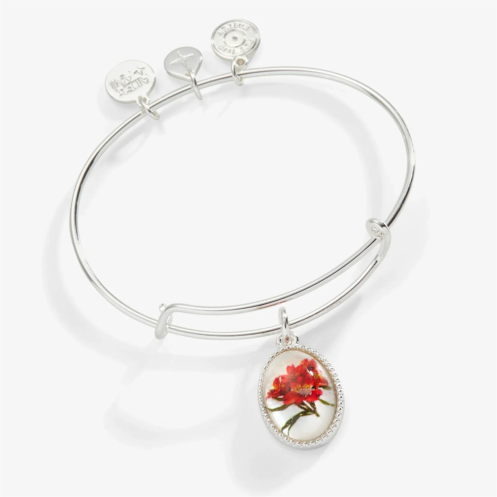 Image of Printed Flower 'Sister' Charm Bangle