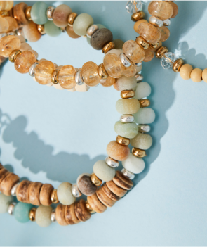 Amazonite + Wood Beaded Wrap Bracelet | Shop Now