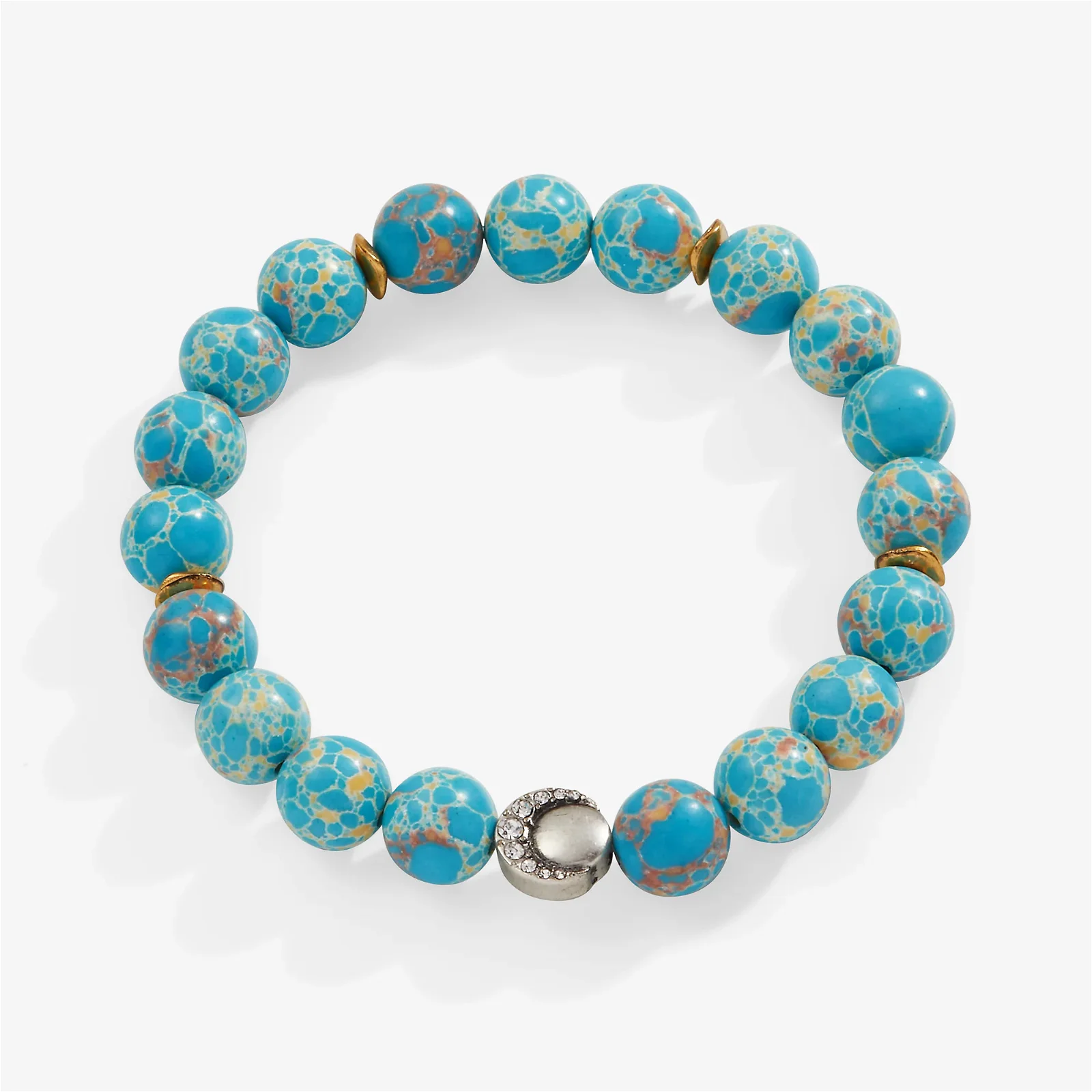 Image of Reconstituted Turquoise Beaded Stretch Bracelet