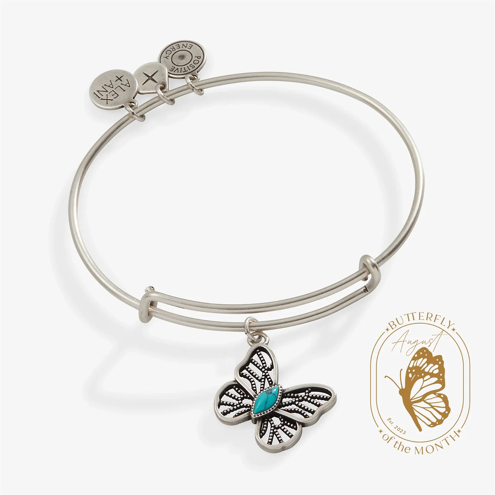 Image of Turquoise Filigree Butterfly Charm Bangle