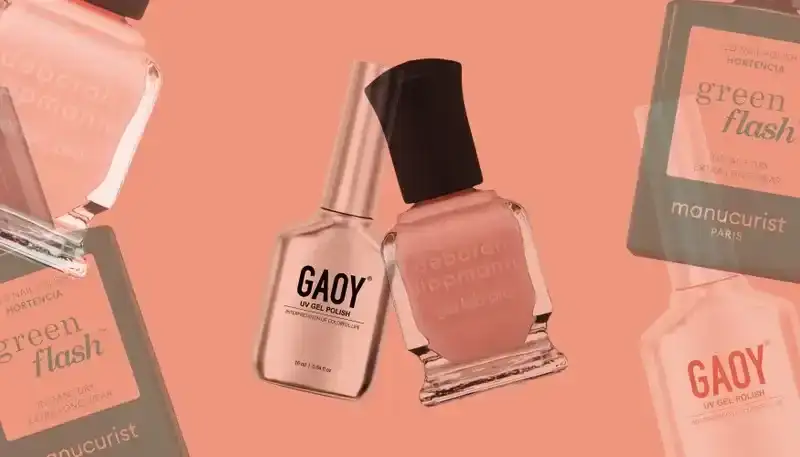 best gel nail polishes on peach background