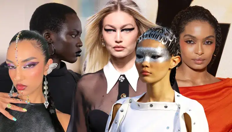 fall makeup trends 2024 on celebrities and models during fashion week