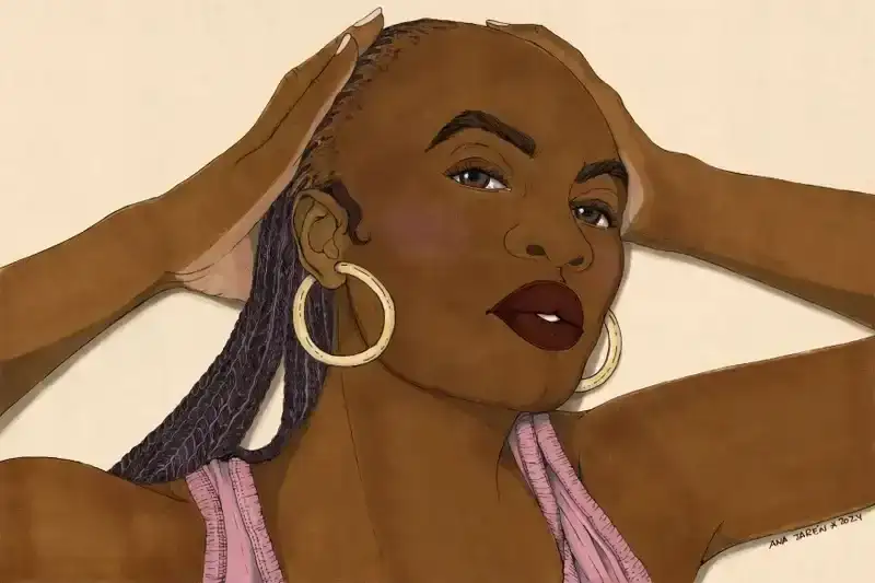 Illustration of Black woman with thinning edges