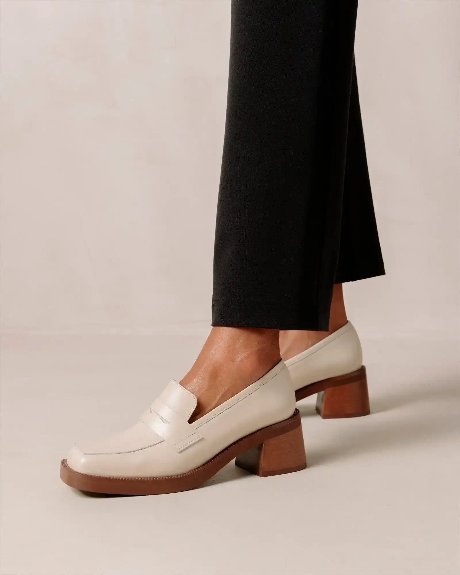 Image of Roxanne Cream Leather Loafers