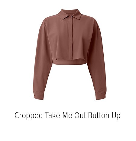 CROPPED TAKE ME OUT BUTTON UP