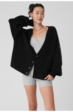 Scholar Cardigan Sweater - Black - Black / L