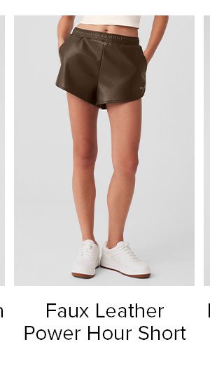 Faux Leather Power Hour Short - Espresso