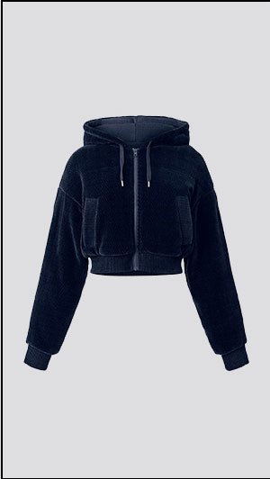 Cropped Cozy Day Full Zip Jacket - Navy