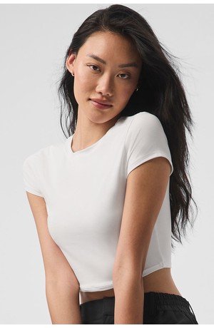 Alosoft Crop Finesse Short Sleeve - White - White / L