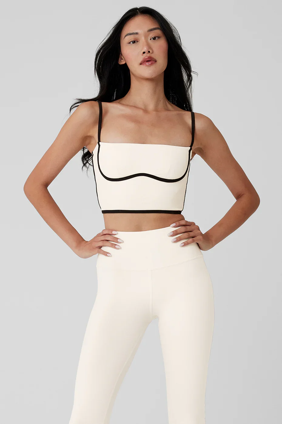 Airbrush Streamlined Bra Tank - Ivory/Black - Ivory/Black / XS