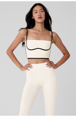 Airbrush Streamlined Bra Tank - Ivory/Black - Ivory/Black / XS