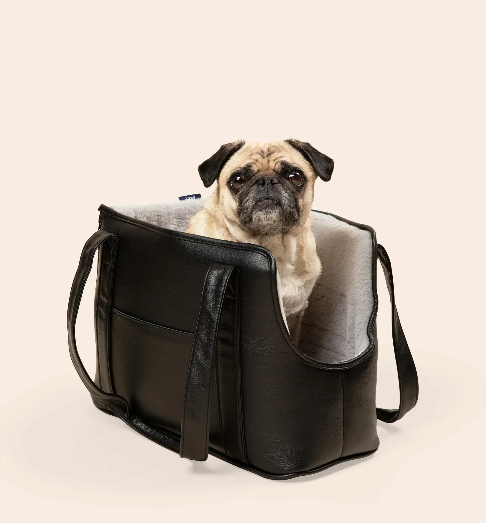 Image of PupTote™ 3-in-1 Faux Leather Dog Carrier Bag - Black