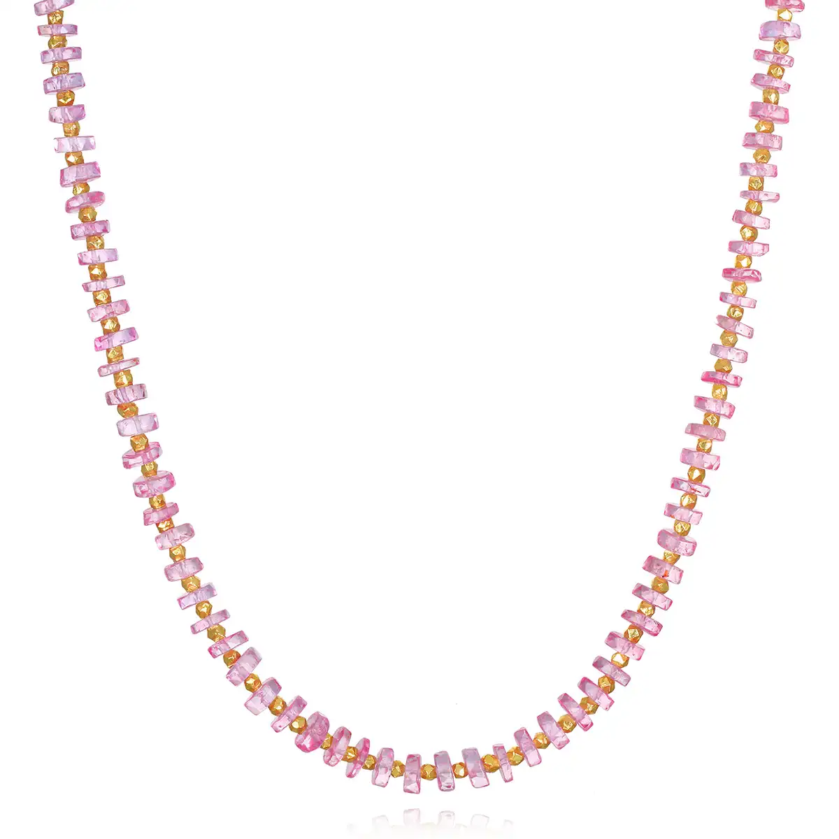 Image of Pink Topaz Gemstone Heishi Necklace