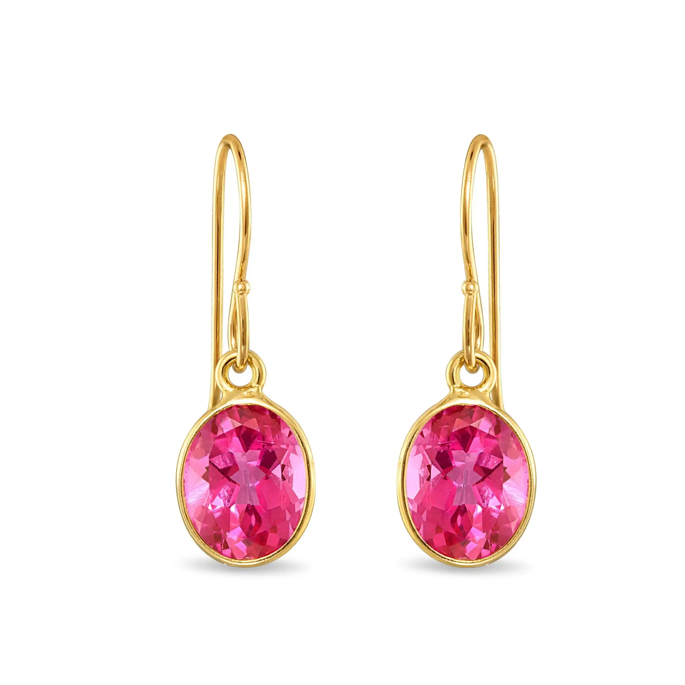 Image of Bezeled Oval Gemdrop Earrings - Pink Topaz