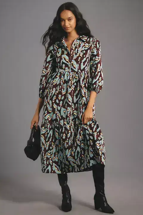 The Bettina Tiered Shirt Dress by Maeve