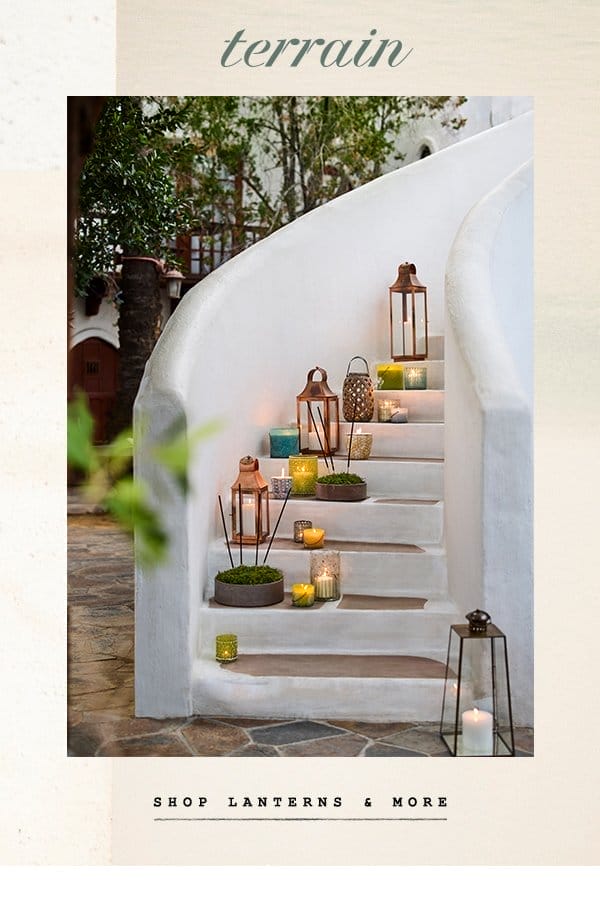 Outdoor lanterns on stairs. Shop lanterns and more.