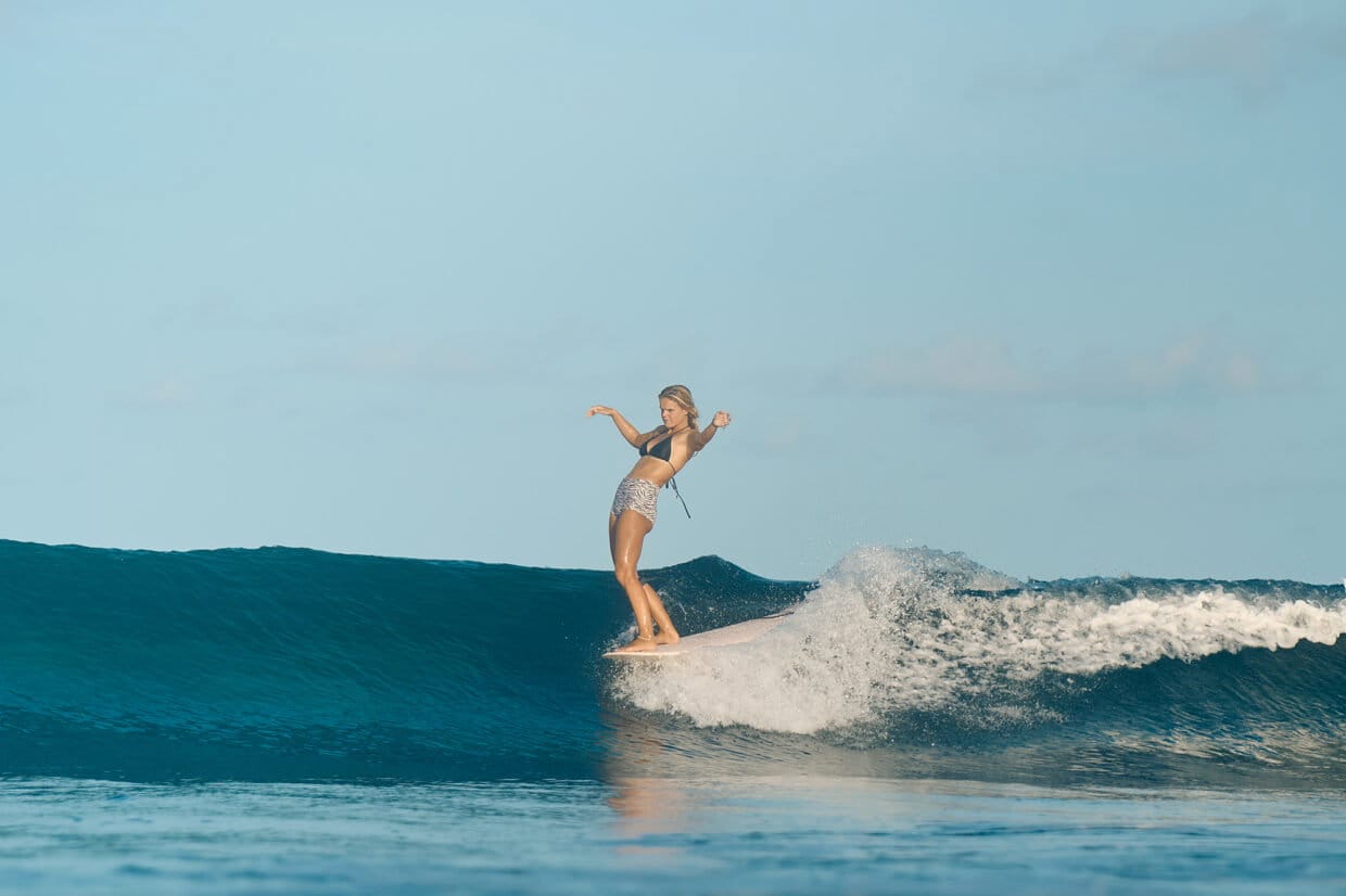 Lola, Perfect Wave Surf Guide leading by example