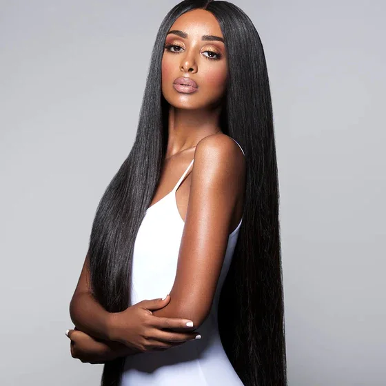 { ARABELLA LUXURY} 6x5 Pre-Cut Glueless Lace 36 Inches Long Length Wear&amp;Go Straight Natural Black Human Hair Wig