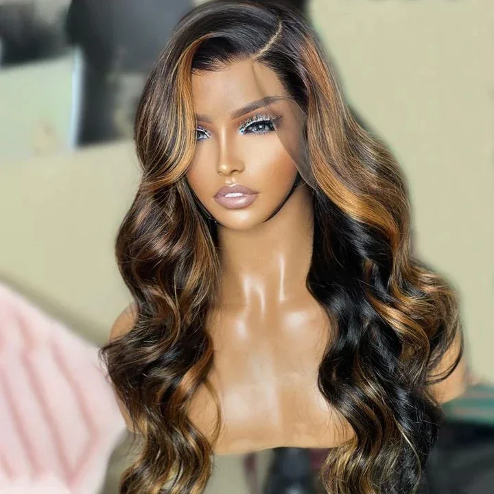 Highlight #30 Colored Body Wave + Balayage Color Straight-22inches-13x4 Lace {BOGO SALE}