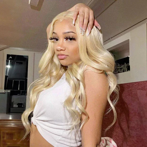 Bogo Sale | #613 Blonde Color+Highlight Gold Sand Color-Body Wave-26inches-6x5 Lace