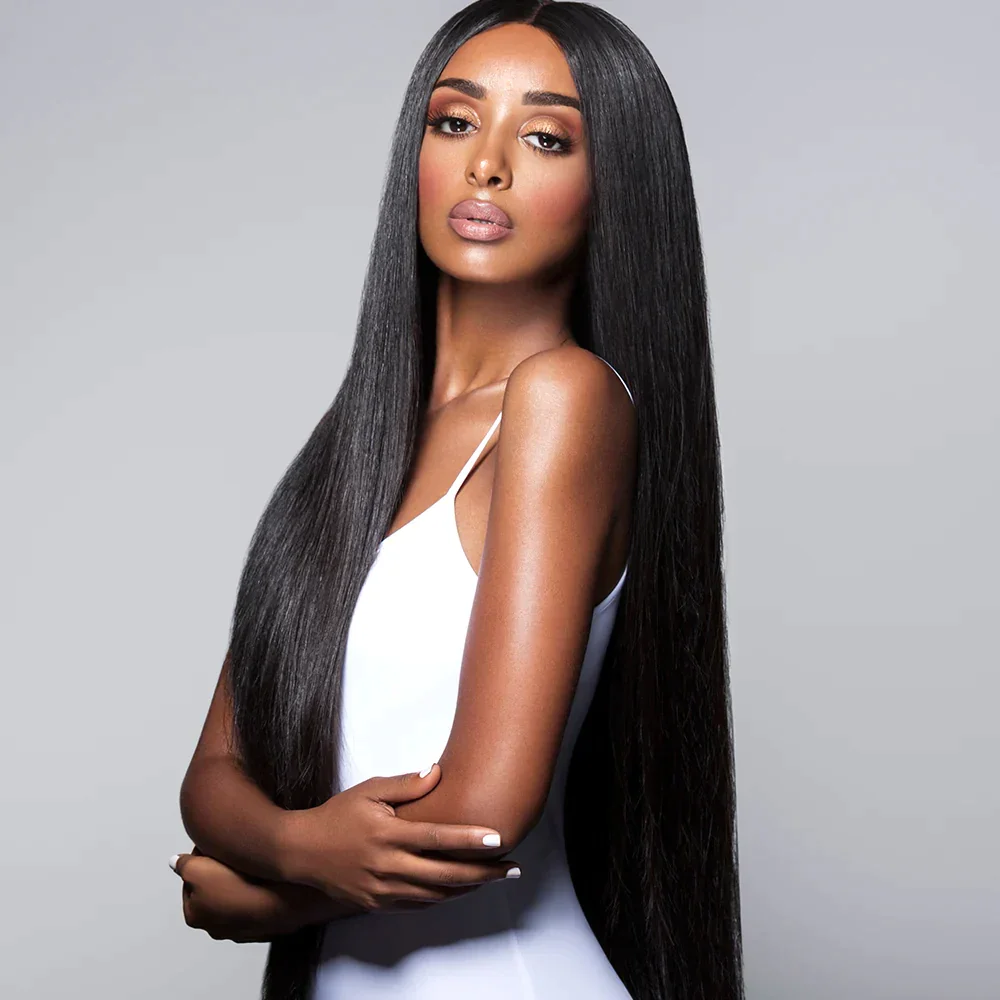 { ARABELLA LUXURY} 6x5 Pre-Cut Glueless Lace 36 Inches Long Length Wear&Go Straight Natural Black Human Hair Wig