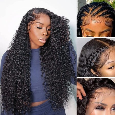 Pre-Cut 13x4 Glueless Lace Front Jerry Curly Easy-Wear Upgrade HD Lace Natural Black Human Hair Wig Beginner-Friendly