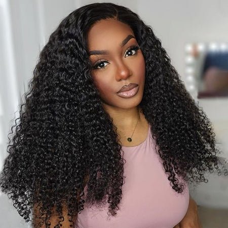 13x4 Glueless Lace Front Jerry Curly Easy-Wear Upgrade HD Lace Natural Black Human Hair Wig Beginner-Friendly