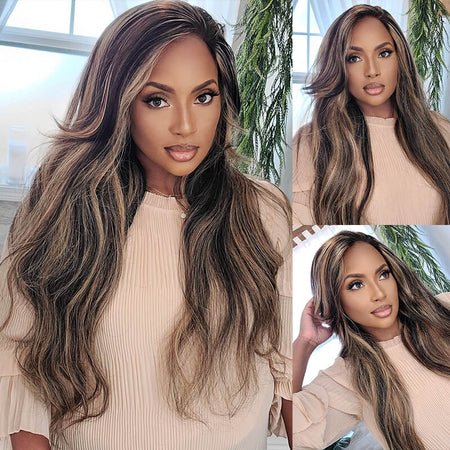 Balayage 5x5 HD Lace Front Straight/Body Wave Wig Highlights Human Hair Wigs