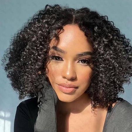 Bob Glueless 6x5 Pre-cut Lace Closure Curly Wig Easy-Wear Upgrade HD Lace Natural Black Human Hair Wig Beginner Friendly