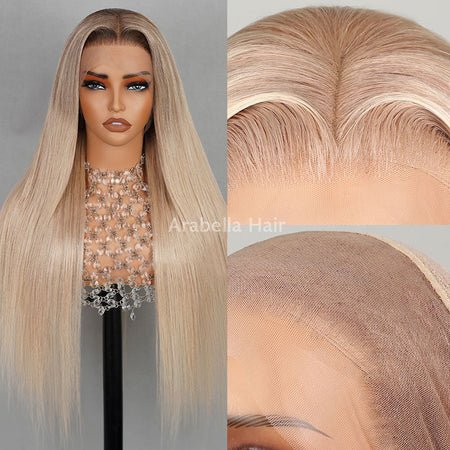 Ombre Ash Blonde Highlight Blonde #20 Color Wigs Wavy #613 Colored 3D Come Cap 13x4 Lace Front Human Hair Wig