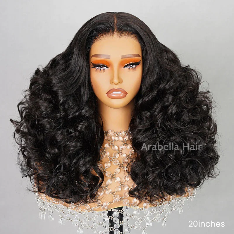 Double Drawn 6-inch Deep Lace Wavy Style 3D Cap Mini Knots Natural Black Human Hair Wigs
